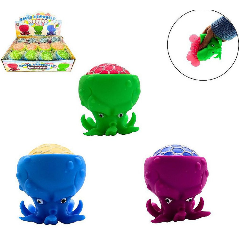 Balle cerveau filet pieuvre 9 cm Squishy - Animation réussie assurée !