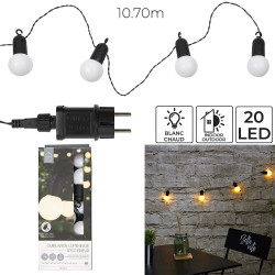 GUIRLANDE AMPOULES BLANCHES 20 LEDS 5M70