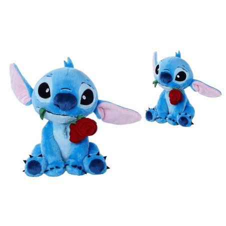 PELUCHE DISNEY STITCH AVEC ROSE 25 CM