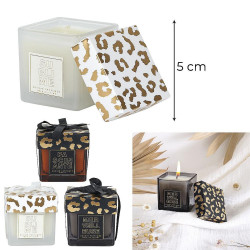 BOUGIE PARFUMEE CARRE 5 CM LEOPARD