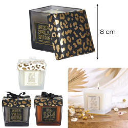 BOUGIE PARFUMEE CARRE 8 CM LEOPARD