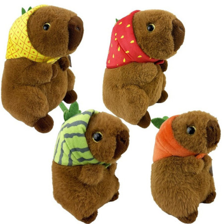 PELUCHE CAPYBARA 15 CM AVEC BONNET FRUIT