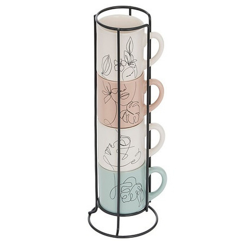 COFFRET RACK 4 MUGS VISAGE 12 CL