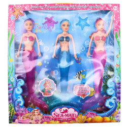 COFFRET 3 POUPEES SIRENE LUMINEUSES 29 CM