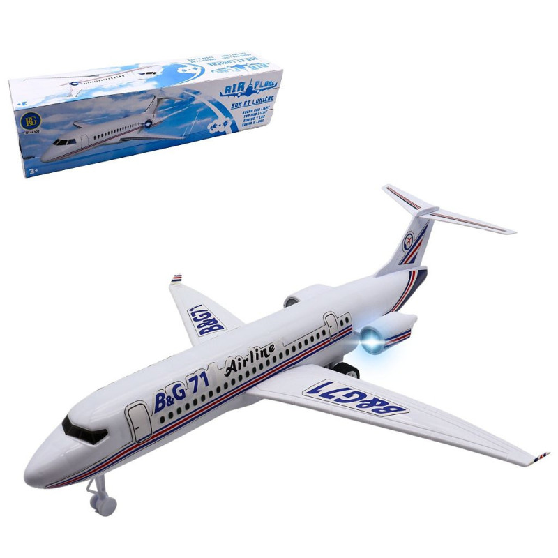 COFFRET AVION DE LIGNE 40 CM SON ET LUMIERE AVEC PILES