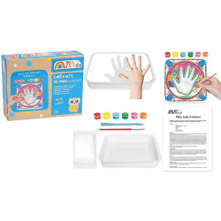 COFFRET EMPREINTE MAIN AVEC PLATRE MOULE ET PEINTURE