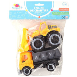 SACHET DE 2 ENGINS DE CHANTIERS ROUES LIBRES
