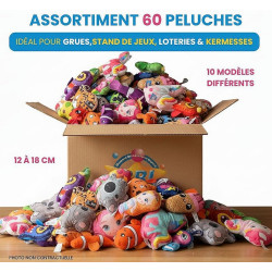 Lot de 60 peluches 12 à 18 cm - Succès assuré pour vos animations !
