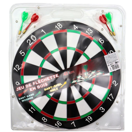CIBLE EN BOIS 41 CM AVEC 4 FLECHETTES