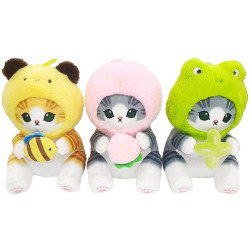 PELUCHE CHAT AVEC CAPUCHE ANIMAUX 25 CM