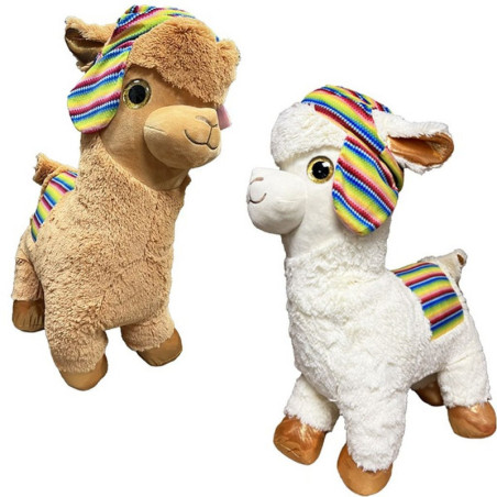 PELUCHE LAMA BEIGE ET BLANC 80 CM