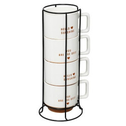SERVICE RACK 4 MUGS HELLO 30 CL