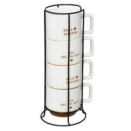 SERVICE RACK 4 MUGS HELLO 30 CL