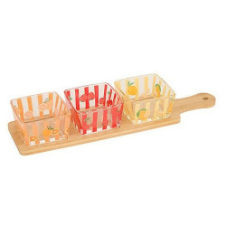SERVICE APERITIF FRUITY 4 PIECES ET PLATEAU BAMBOU