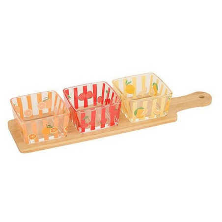 SERVICE APERITIF FRUITY 4 PIECES ET PLATEAU BAMBOU