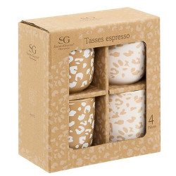 COFFRET 4 TASSES ESPRESSO LEOPARD 10 CL