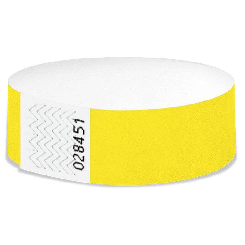 Bracelet de contrôle jaune vendu par 100 - Contrôle d'accès pro