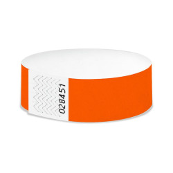 Bracelet contrôle orange fluo en Tyvek 25 mm - Lot de 100