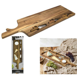 COFFRET PLANCHE A FROMAGE ACACIA AVEC 3 COUTEAUX