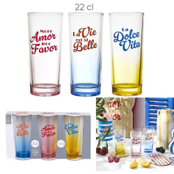 COFFRET 3 VERRES COLORES DOLCE VITA 22 CL