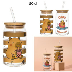 CANETTE EN VERRE AVEC PAILLE CAPYBARA 45 CL