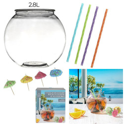 BOCAL A COCKTAIL 4 PAILLES ET MINI PARASOL