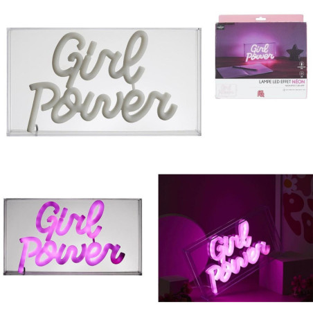 LAMPE ACRYLIQUE LED EFFET NEON GIRL POWER