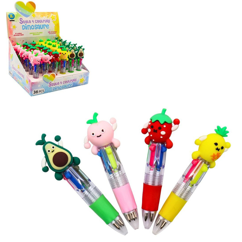 STYLO 4 COULEURS 10 CM FRUITS KAWAII