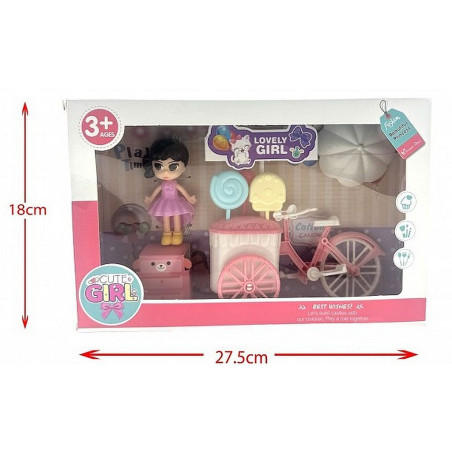 COFFRET POUPEE ET SON CHARIOT DE GLACES