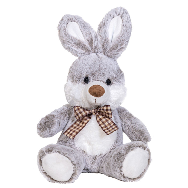 PELUCHE LAPIN GRIS AVEC RUBAN 22 CM