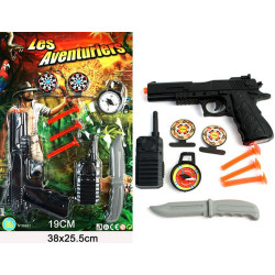 PISTOLET FLECHES AVENTURE 19CM + ACCESSOIRES