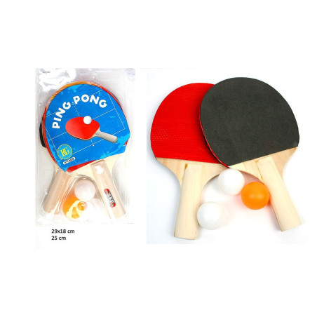 LOT DE 2 RAQUETTES PING PONG AVEC 3 BALLES