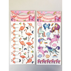 TATOO FLAMANT ROSE ET LICORNE