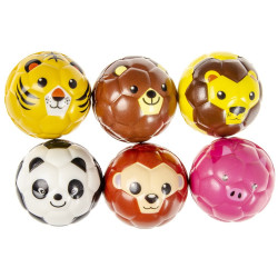 BALLE MOUSSE FACE ANIMAUX 6.3 CM