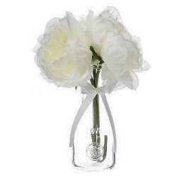COMPOSITION 3 PIVOINES EN TISSU ET  VASE 25 CM