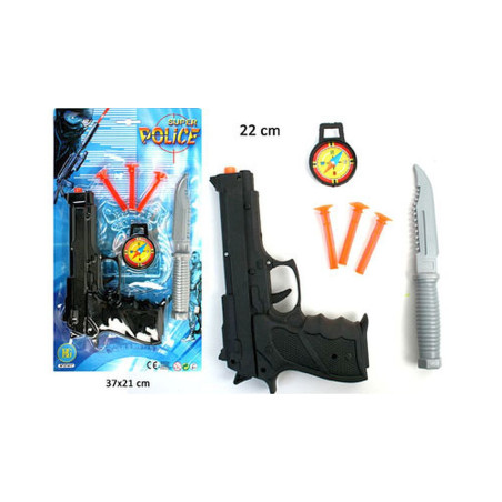 PISTOLET FLECHE POLICE 22CM AVEC FLECHE