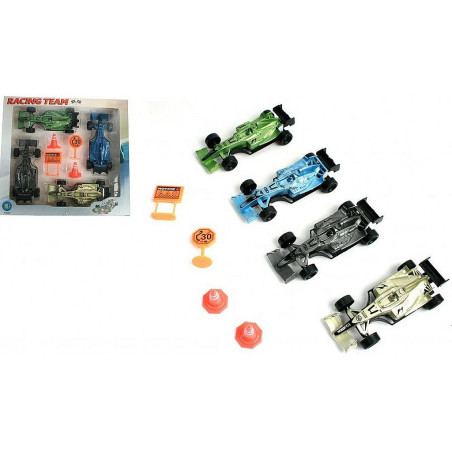 COFFRET DE 4 VOITURES DE COURSE 14 CM RETROFRICTION
