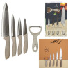 COFFRET 4 COUTEAUX AVEC 1 EPLUCHEUR MANCHE FIBRE DE BLE