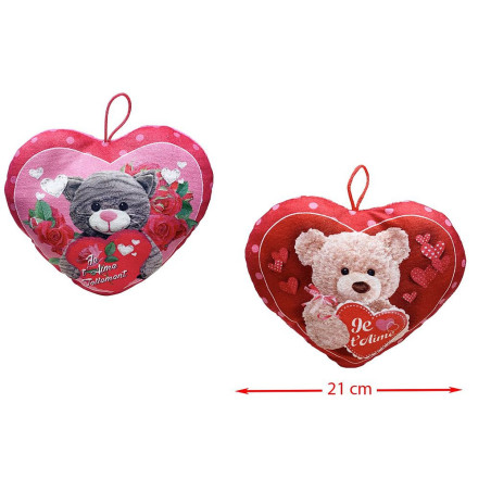 PELUCHE COEUR OURS 21 CM