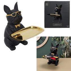 SCULTURE BULLDOG NOIR VIDE POCHE 21 CM
