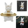 SCULTURE BULLDOG BLANC VIDE POCHE 21 CM