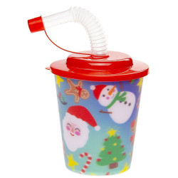 Gobelet 3D avec paille Noël - Cadeau original pour vos clients