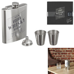 FIOLE A WHISKY AVEC 2 SHOOTER ET ENTONNOIR
