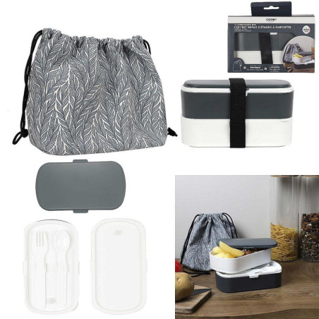 COFFRET REPAS A EMPORTER FEUILLES 3 PIECES
