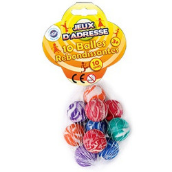 FILET DE 10 BALLES REBONDISSANTES 25 MM