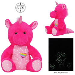 PELUCHE LICORNE PHOSPHORESCENTE 29 CM